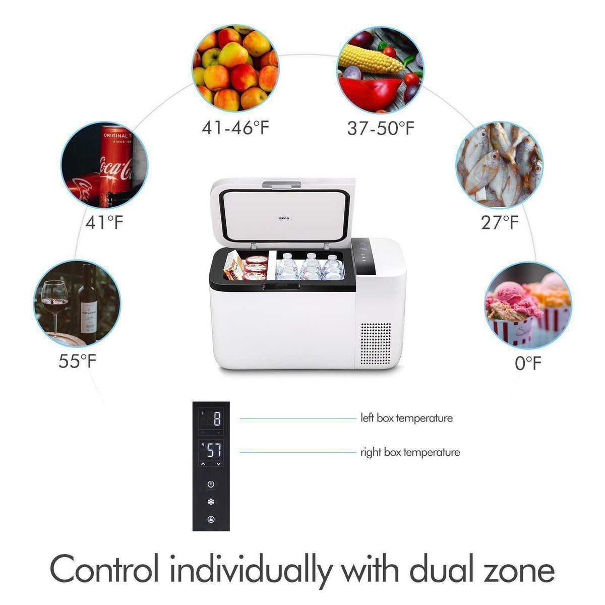 GO20 Dual Zone 12V Portable Freezer 20 LT