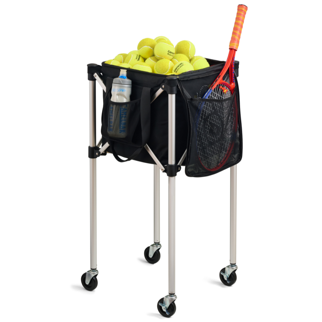 Portable Teaching Cart with Black Ball Tote Bag for Tennis and Pickleball Pros