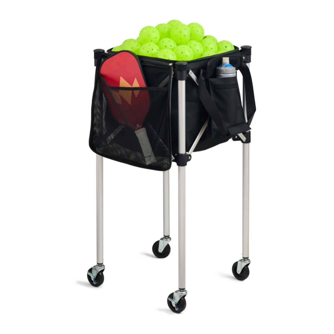 Portable Teaching Cart with Black Ball Tote Bag for Tennis and Pickleball Pros