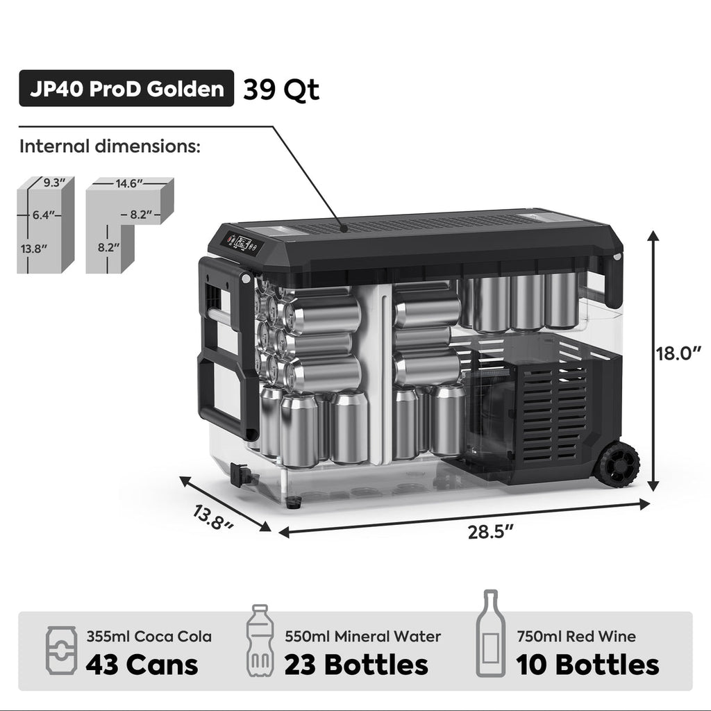Pro Dual Zone Wheeled Portable Freezer 40 LT