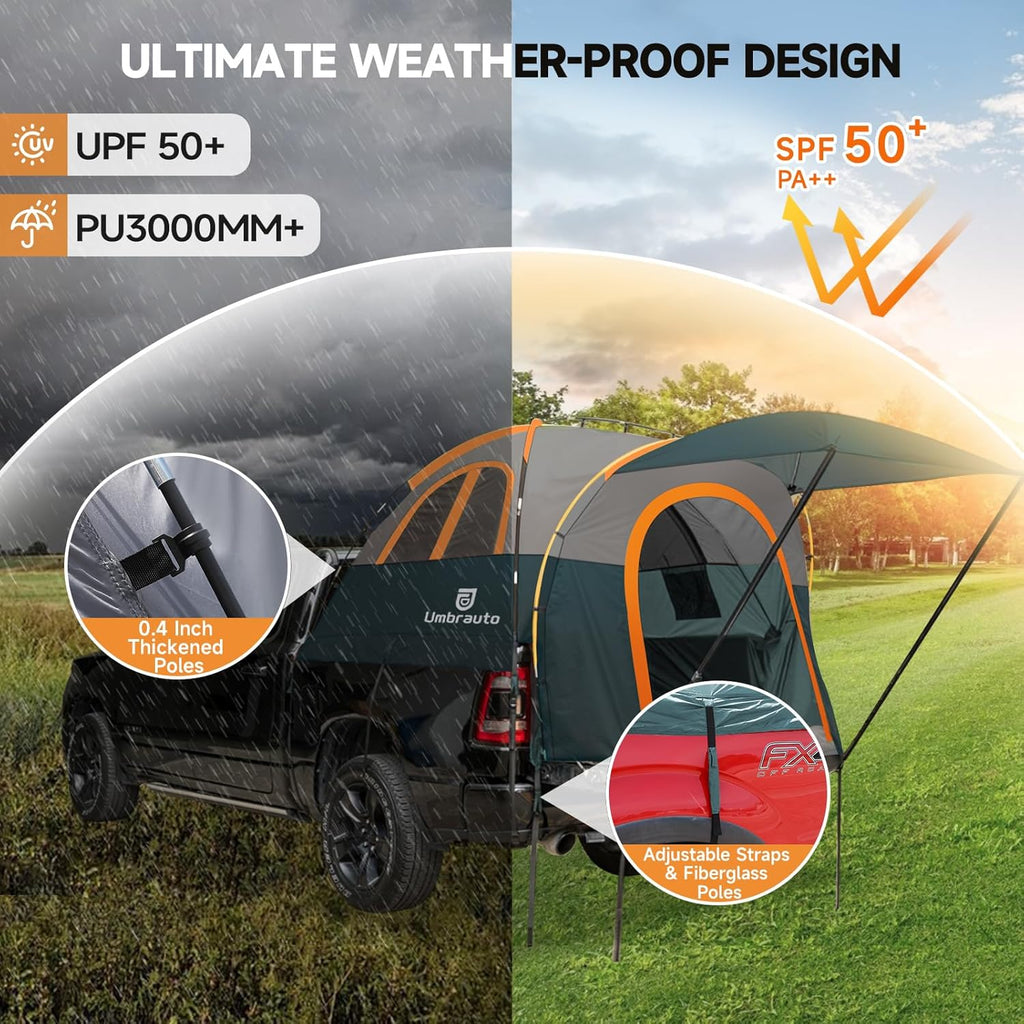 Truck Bed Tent with Awning, Fits 6.4-6.7 ft Truck Beds