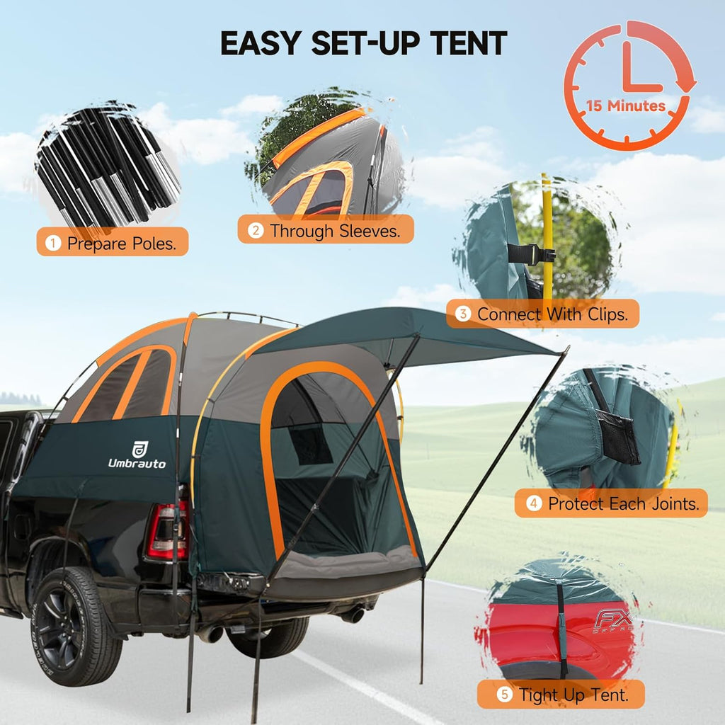 Truck Bed Tent with Awning, Fits 5.5-5.8 ft Truck Beds