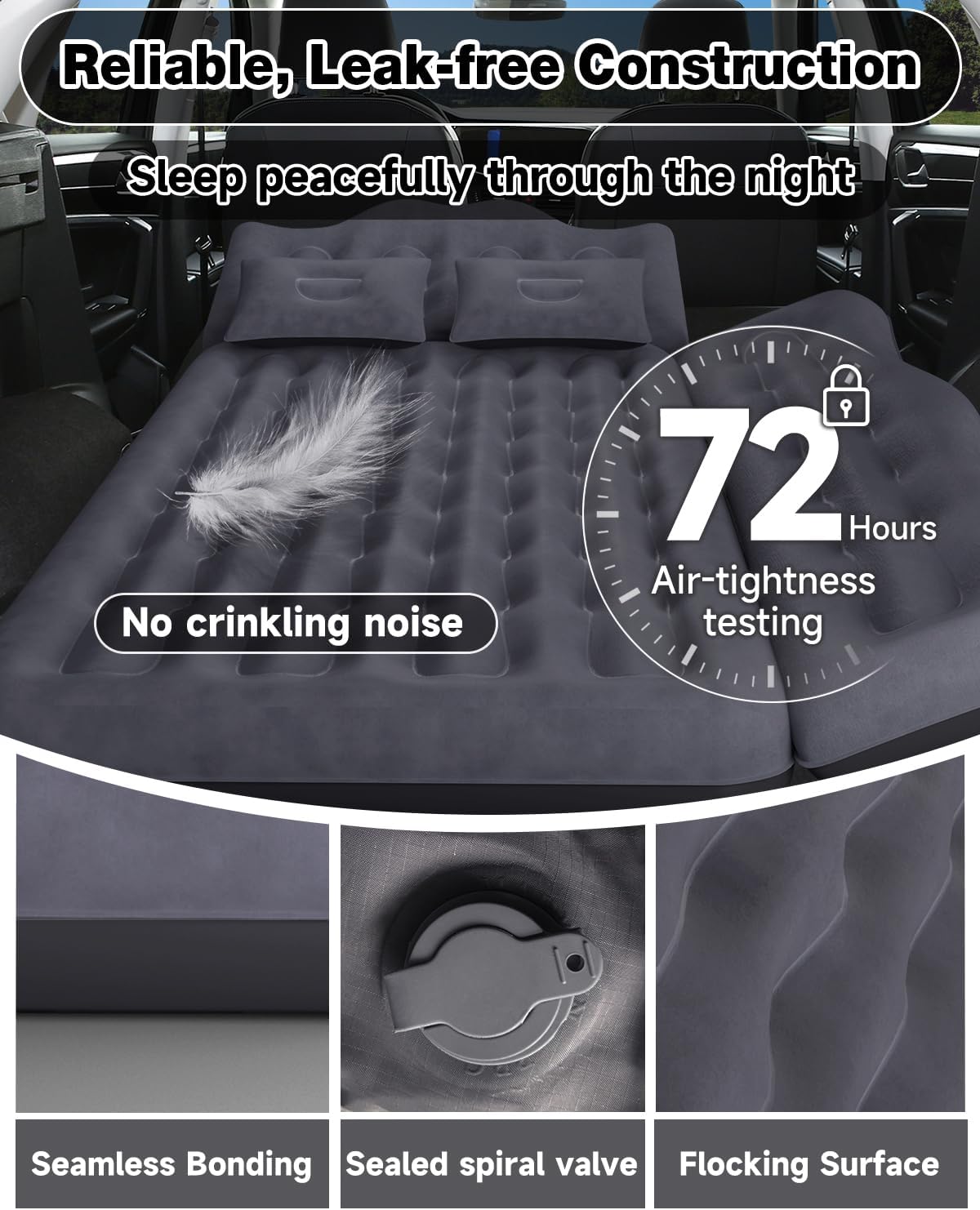 23.62in/60cm Truck Mattress Car & SUV Back Seat Camping Bed