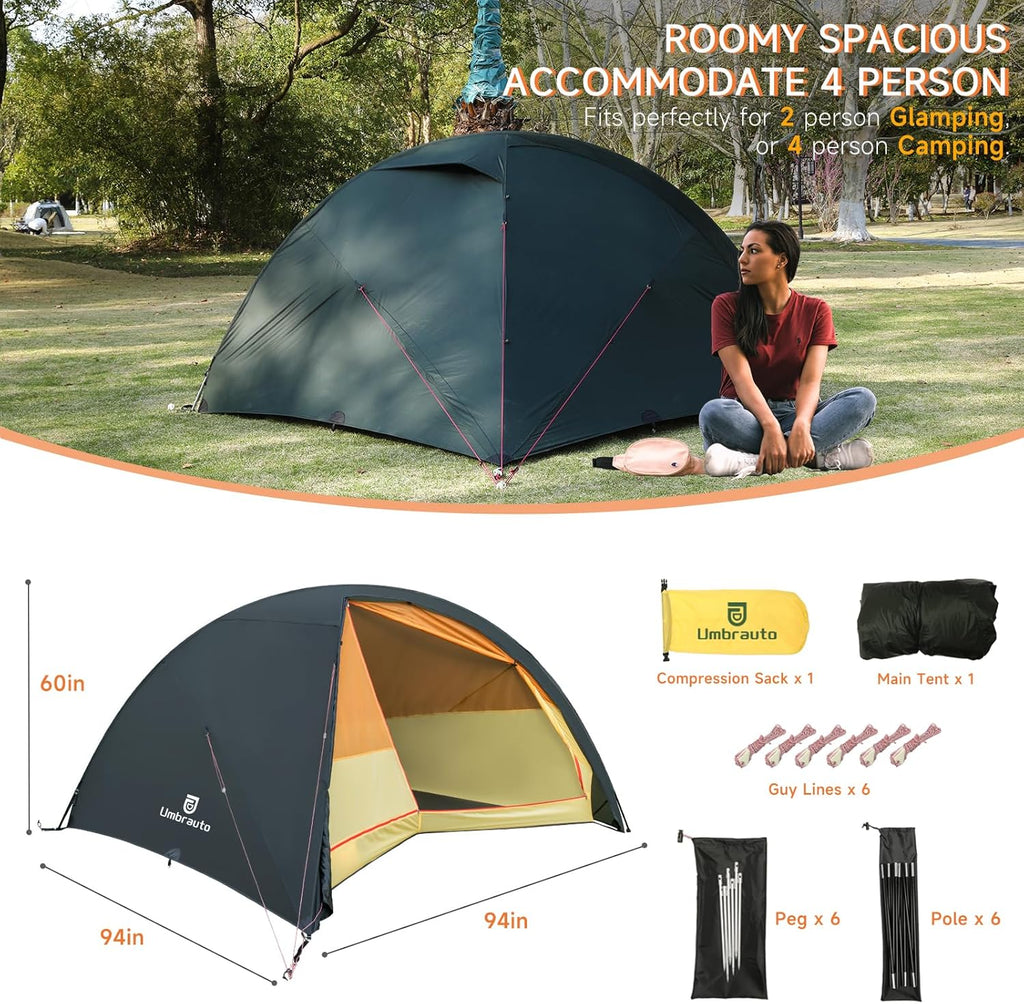 4 Person Ultralight Camping Tent Waterproof 3-Season Dome Tent