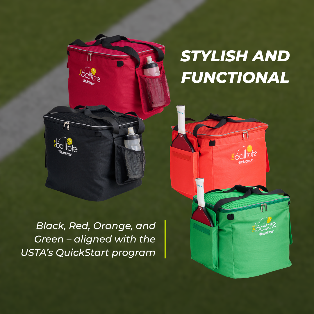 Portable Teaching Cart with Black Ball Tote Bag for Tennis and Pickleball Pros