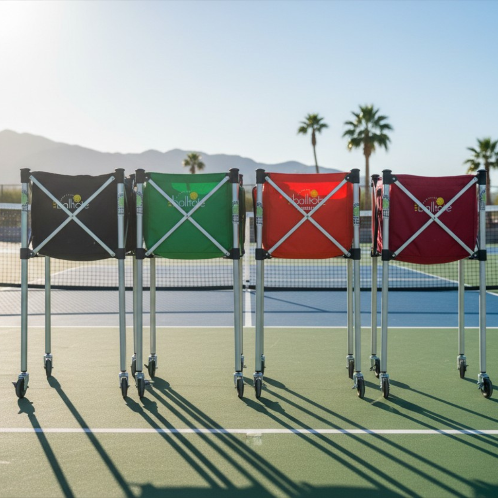 Portable Teaching Cart with Black Ball Tote Bag for Tennis and Pickleball Pros
