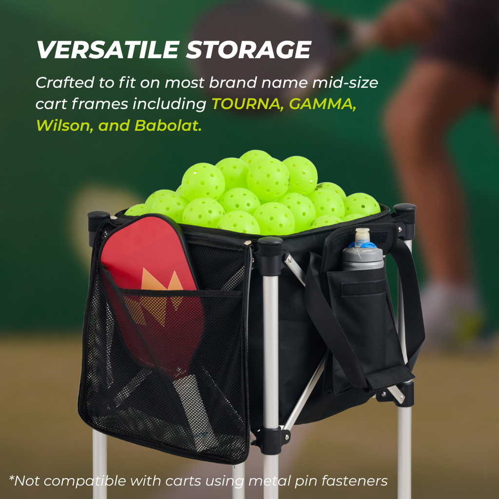 Portable Teaching Cart with Black Ball Tote Bag for Tennis and Pickleball Pros