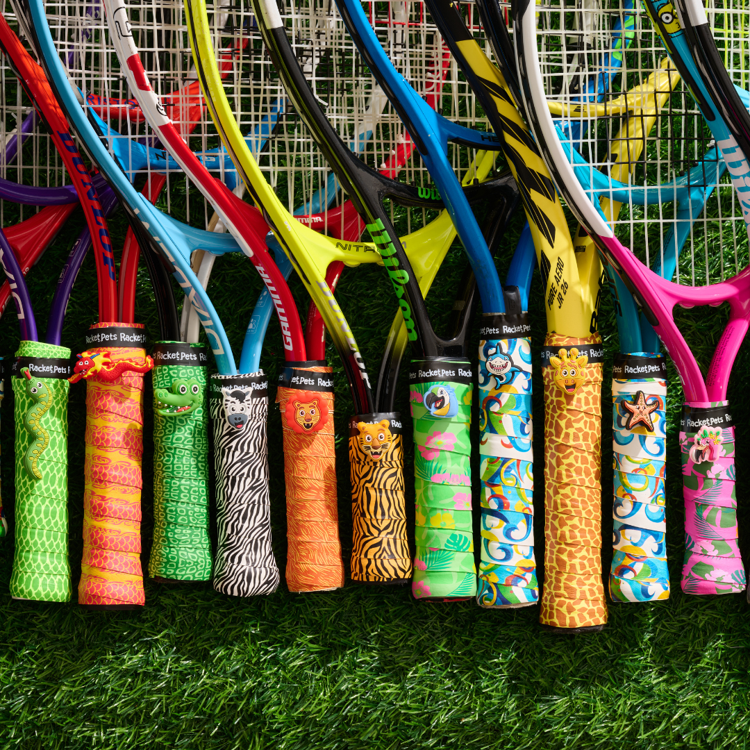 Alligator Green Tennis Overgrip Tape and Matching Shock Absorbing Dampener