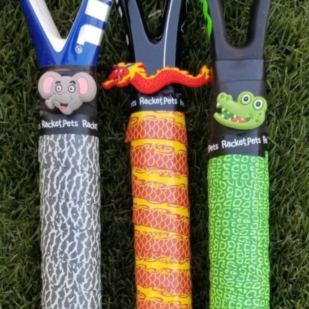 Alligator Green Tennis Overgrip Tape and Matching Shock Absorbing Dampener