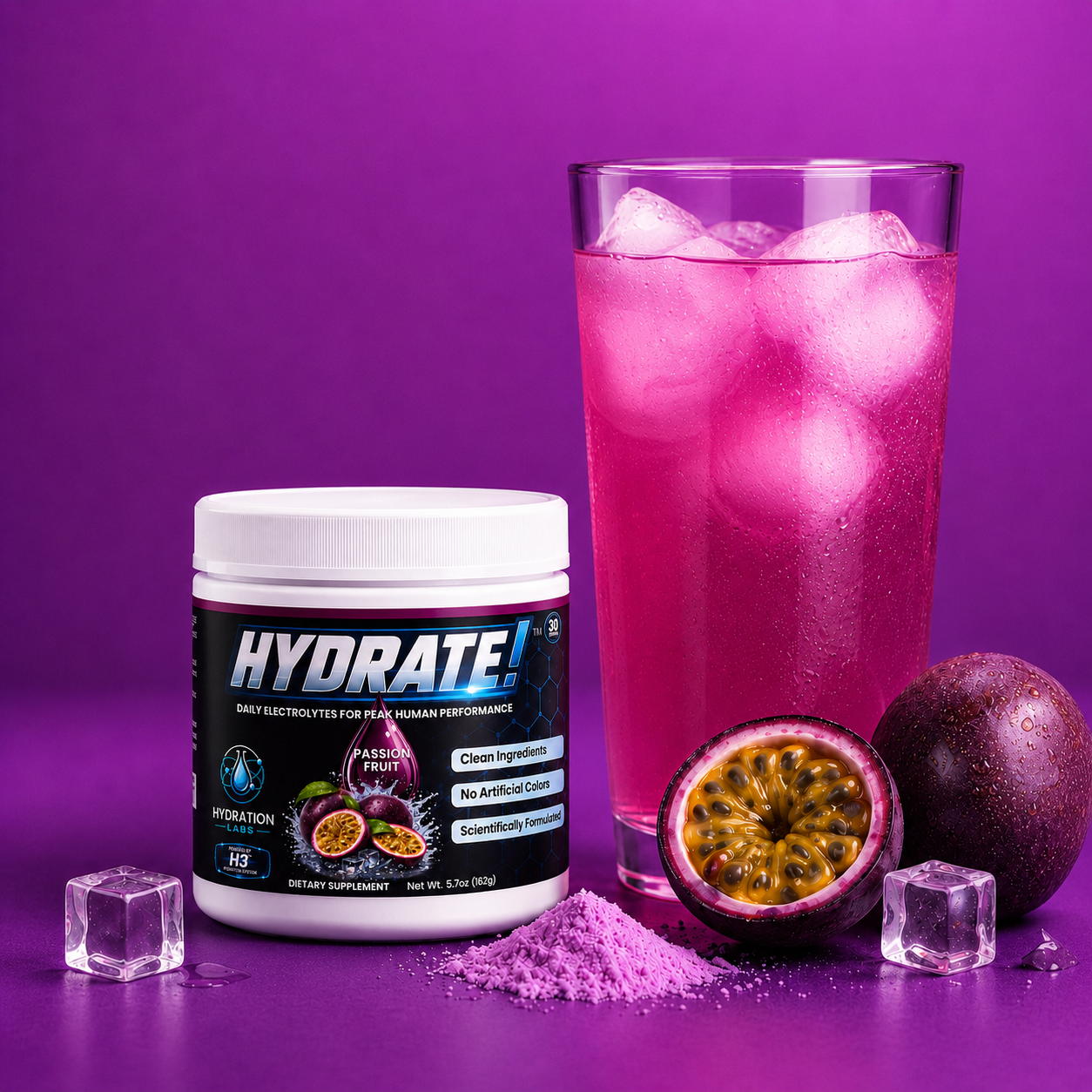 HYDRATE! (Passion Fruit) Advanced Electrolyte Hydration Powder