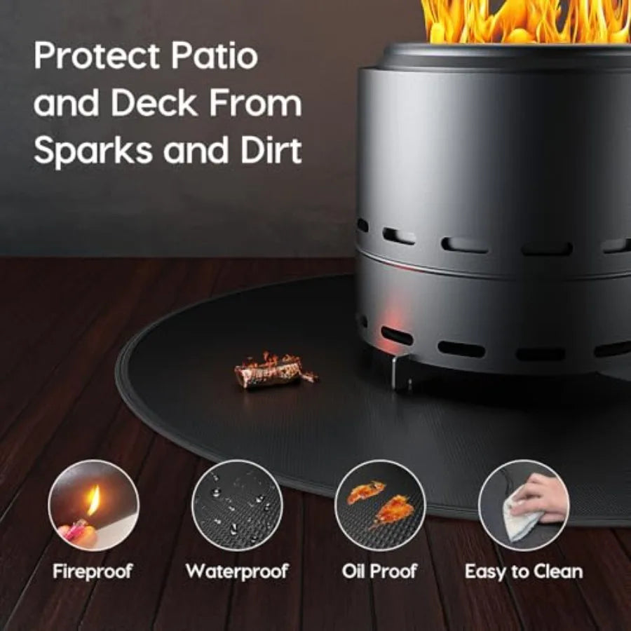 48" Fireproof Fire Pit Mat for Solo Stove Yukon 5-Layer Round Grill Mats for Outdoor Grill Deck Protector Waterproof Pad for Ca