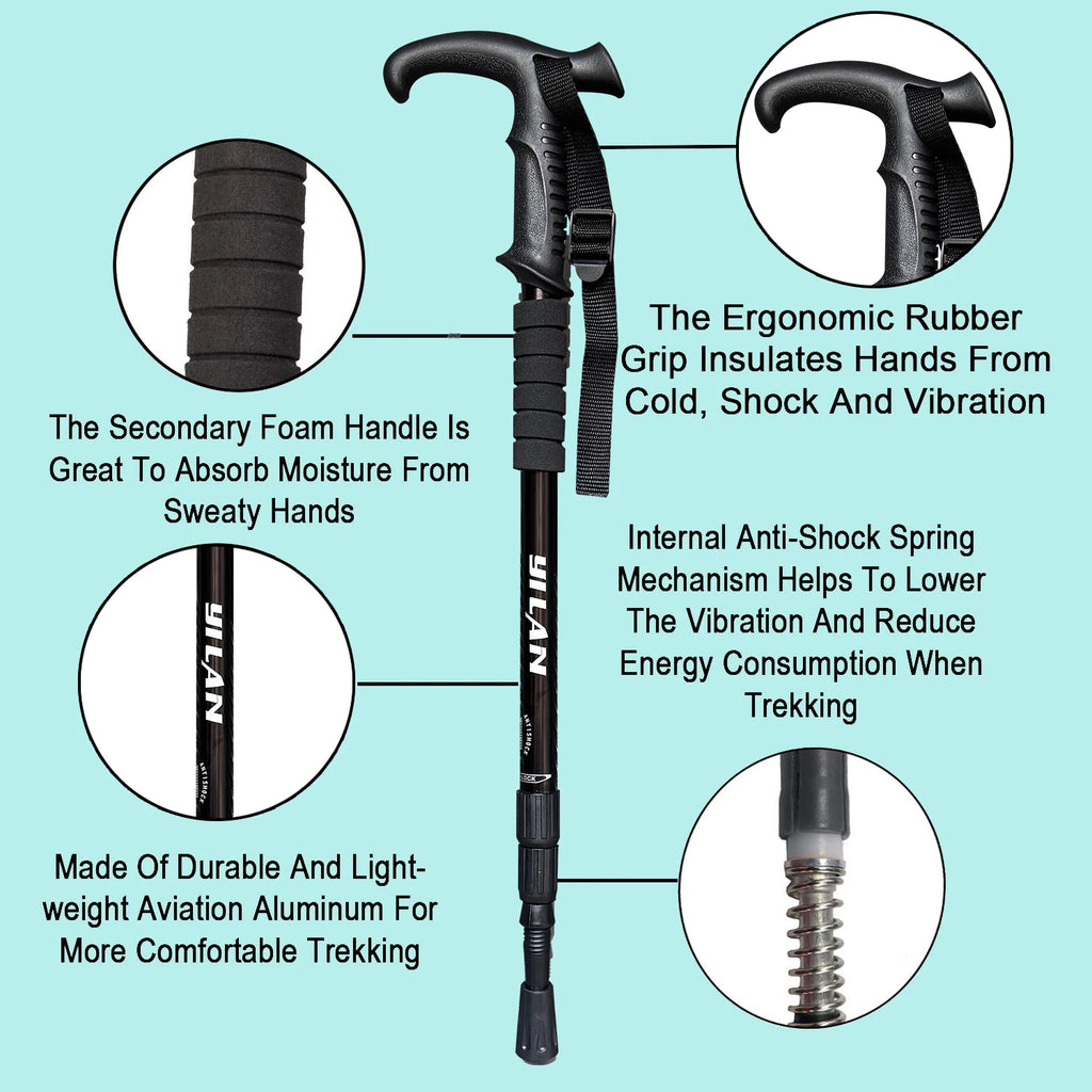 Ultralight hiking poles with shock absorption