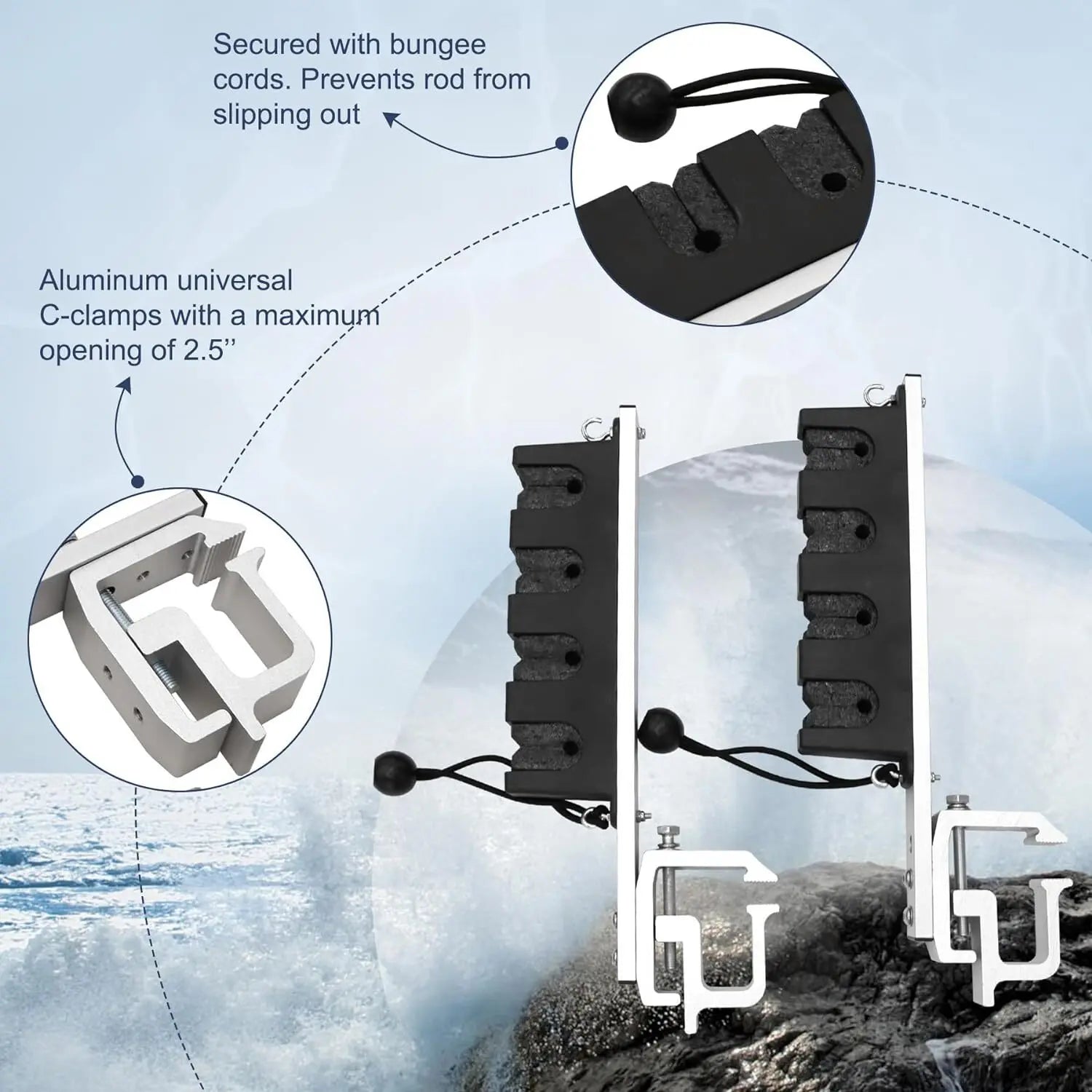 Aluminum Clamp Fishing Rod Holder for Truck Bed