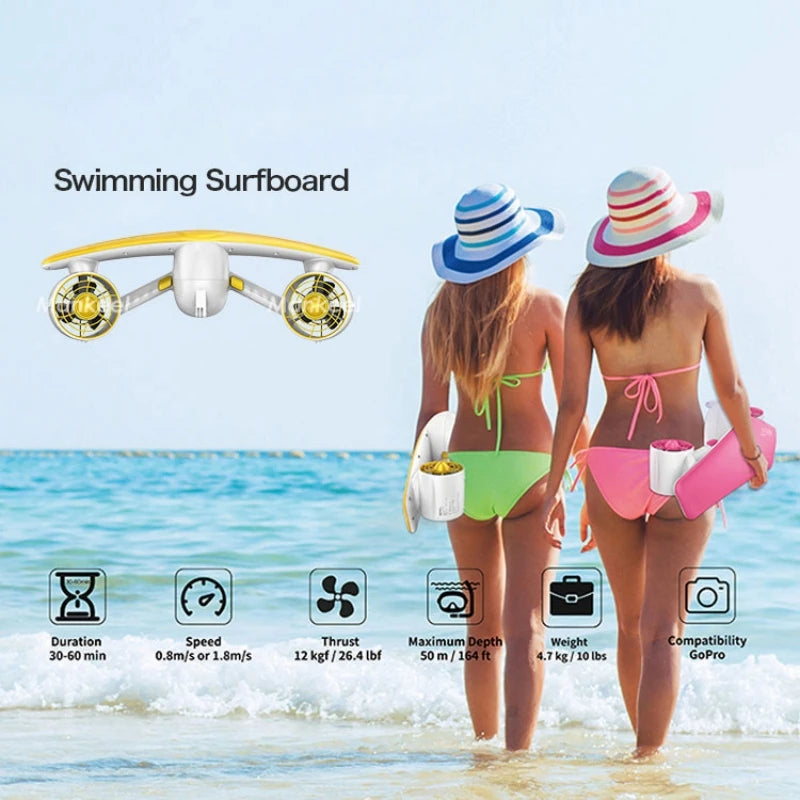 Electric Underwater Sea Scooter 50m Waterproof 2 Speed 28lbs