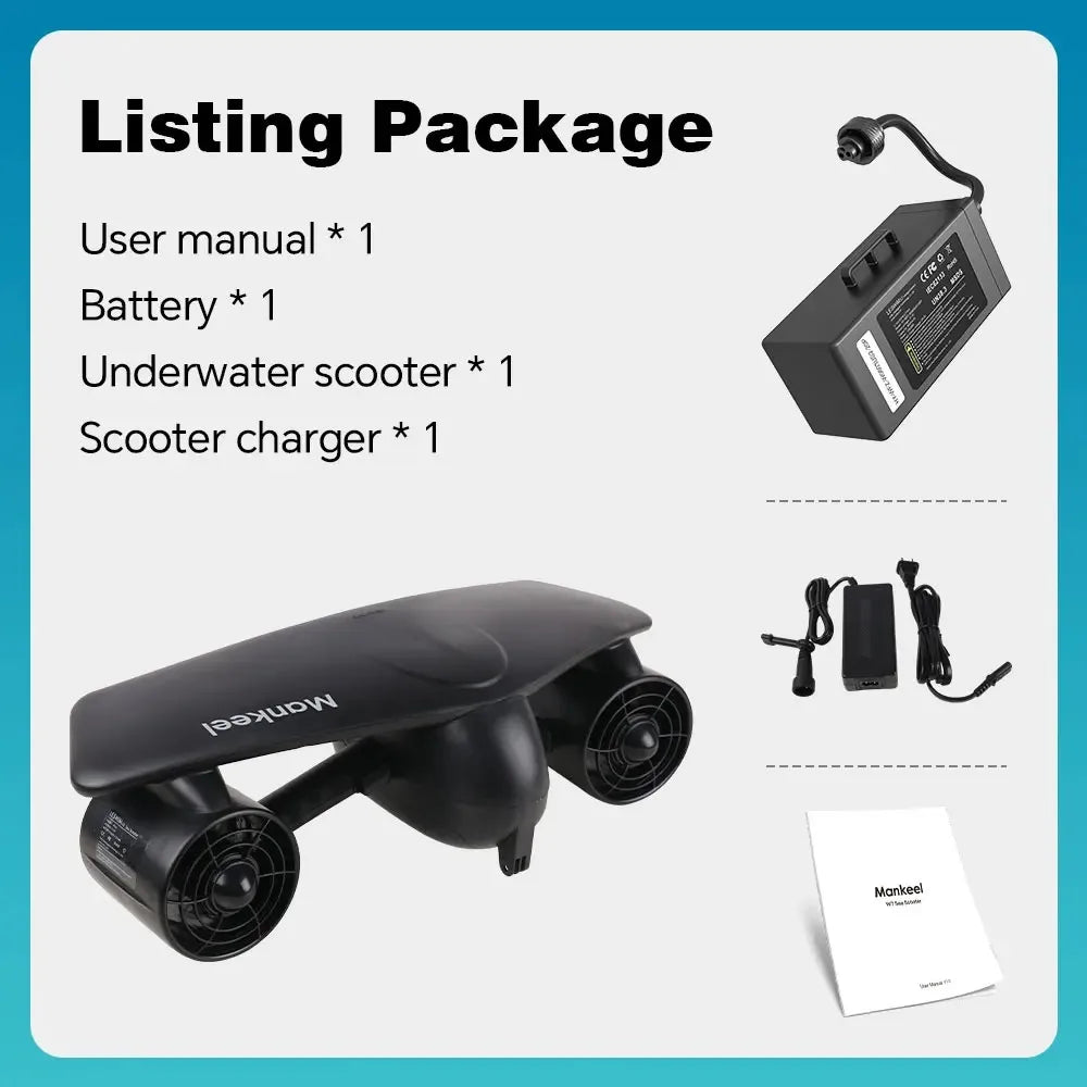 Electric Underwater Sea Scooter 50m Waterproof 2 Speed 28lbs