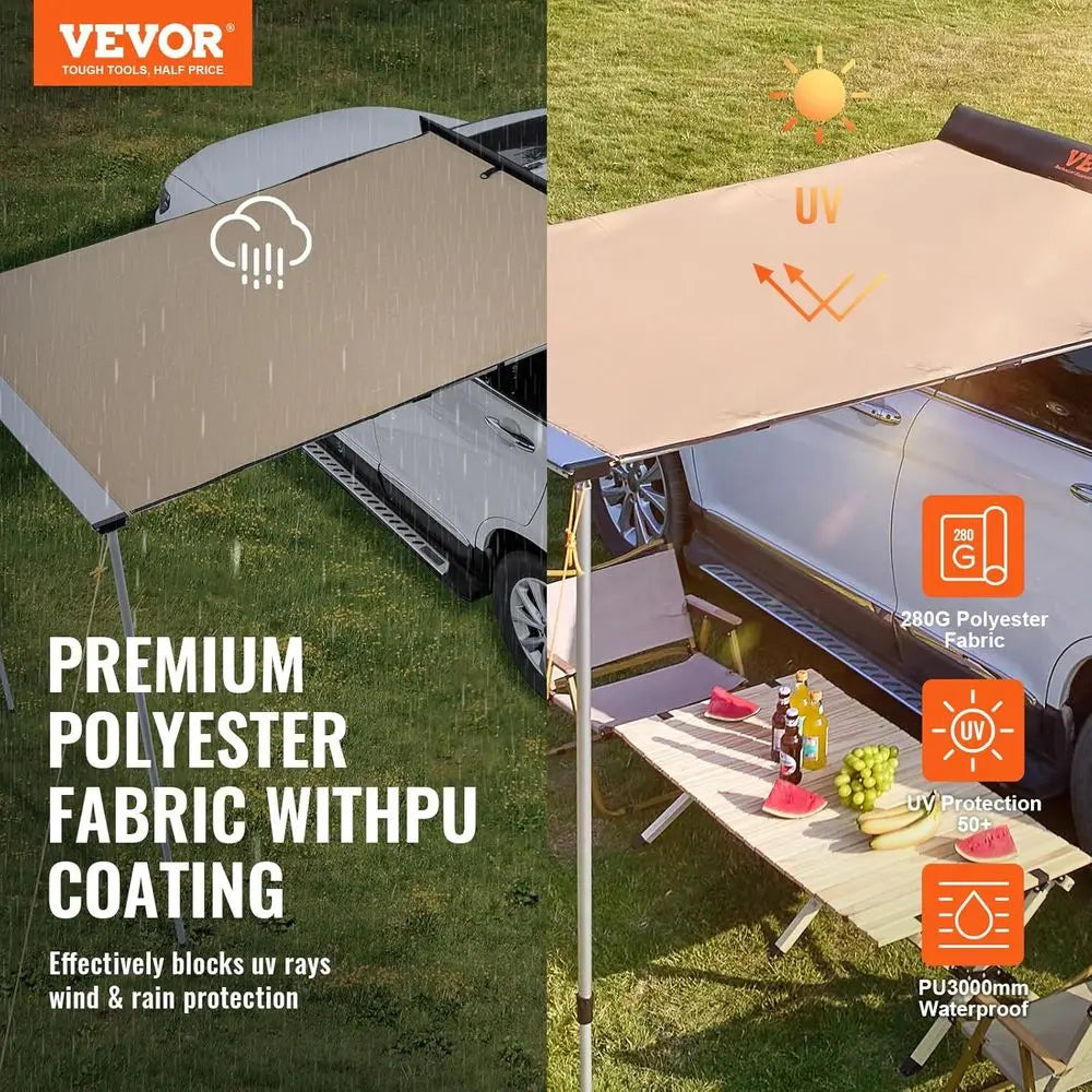 6.6'x8.2' Retractable Outdoor Camping Awning,