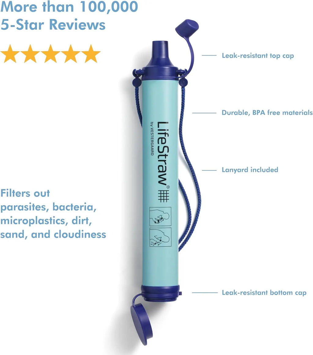 Personal water filter hiking camping travel emergency use
