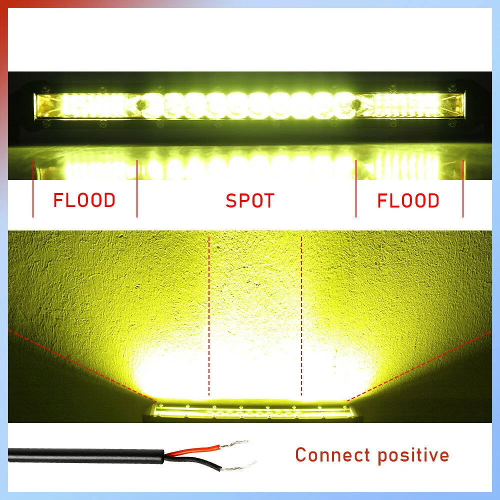 2PCS LED Yellow Light Bar 12 Inch