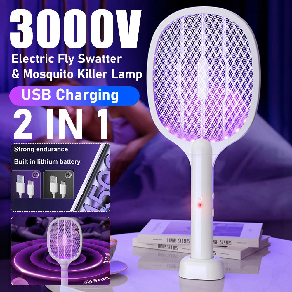 Electric Fly Swatter Handheld Fly Killer and Mosquito