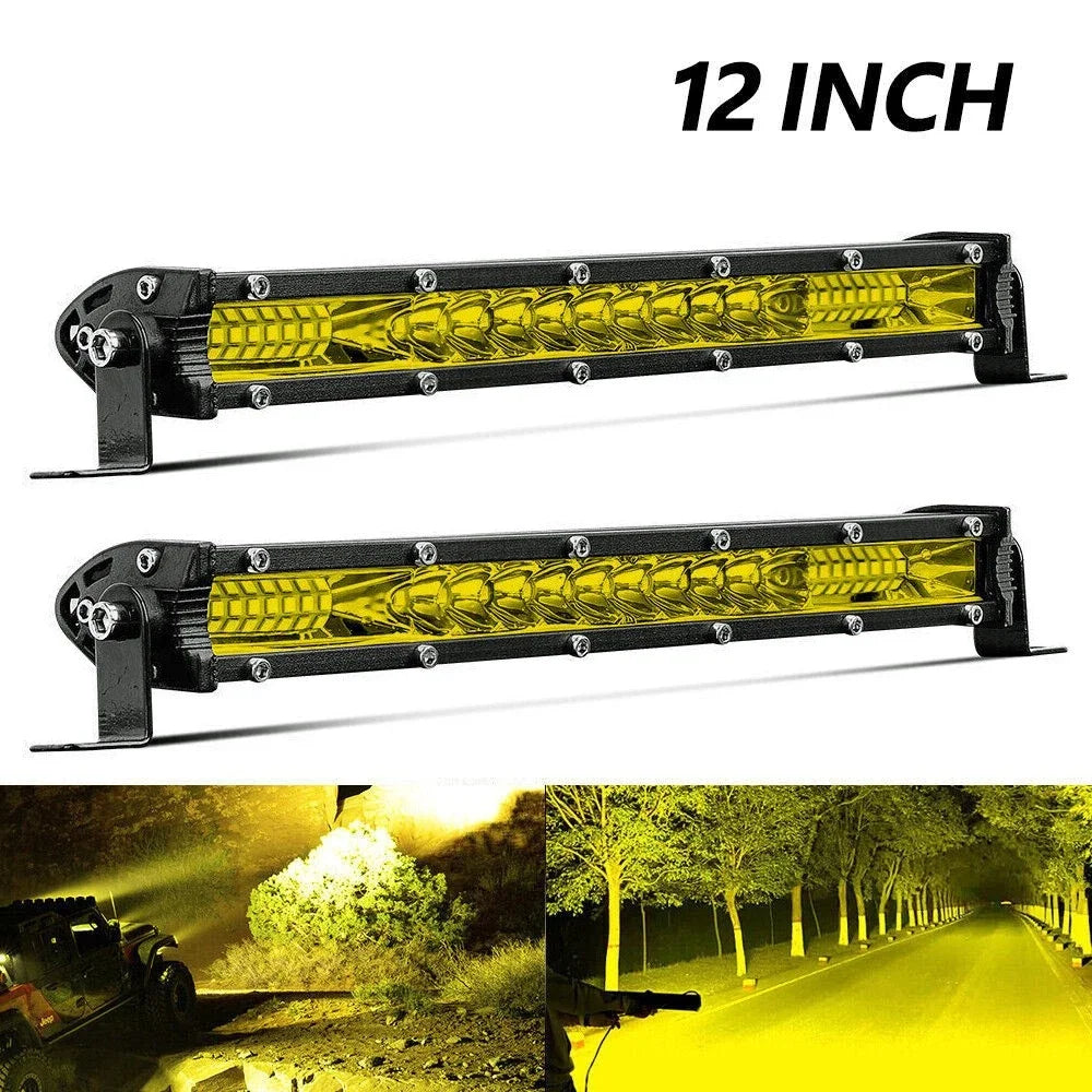 2PCS LED Yellow Light Bar 12 Inch