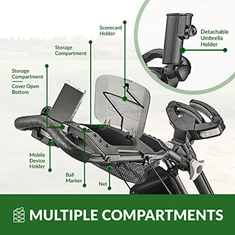 Golf push cart for outdoor use