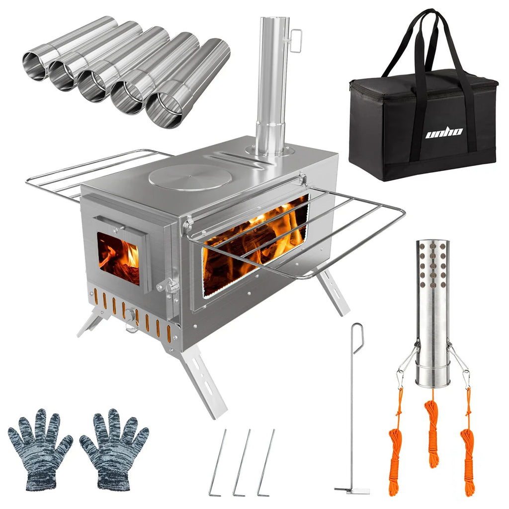 Portable Wood Stove Chimney Pipes Outdoor Heating Cooking