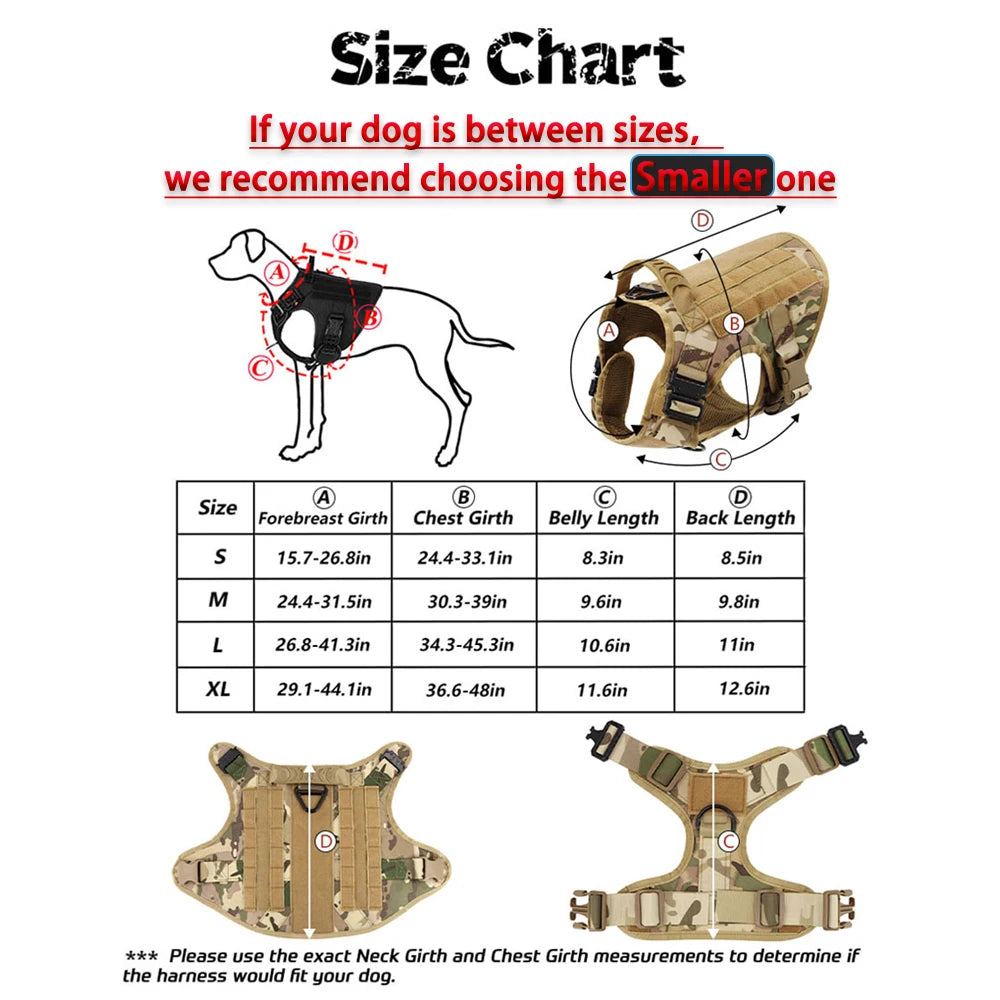 Tactical Dog Harness Leash Training Walking No Pull