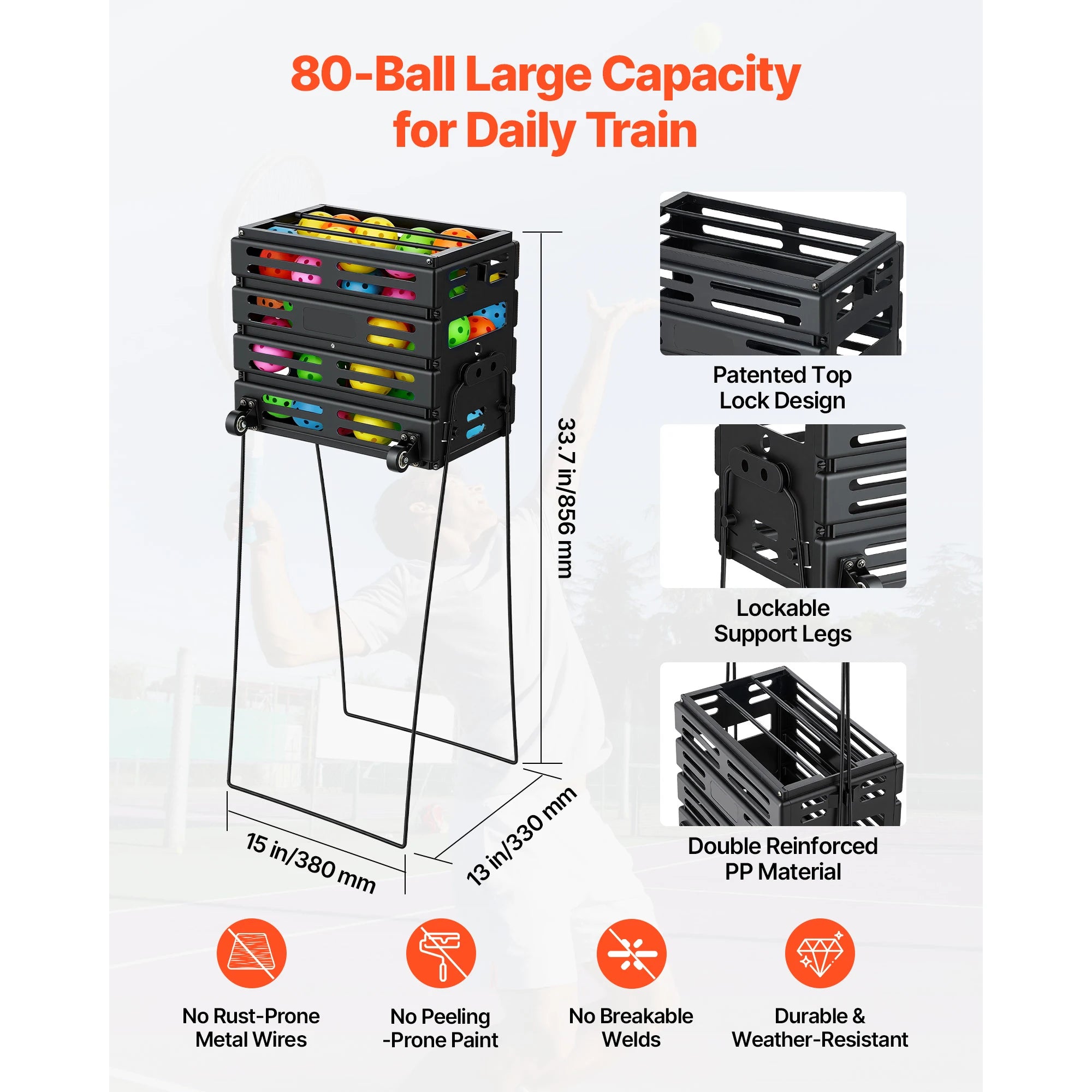Tennis Ball Hopper Portable Pickleball Collection Caddy