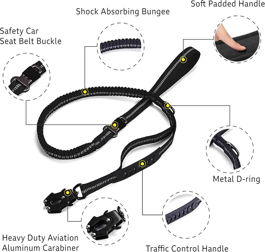 Reflective Shock Absorbing Pet Leashes Car Seatbelt