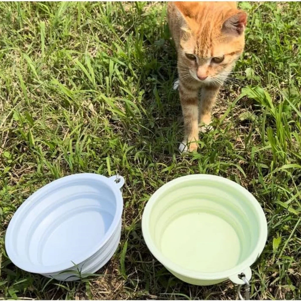 2pcs Collapsible Pet Silicone Dog Food Water Bowl Outdoor