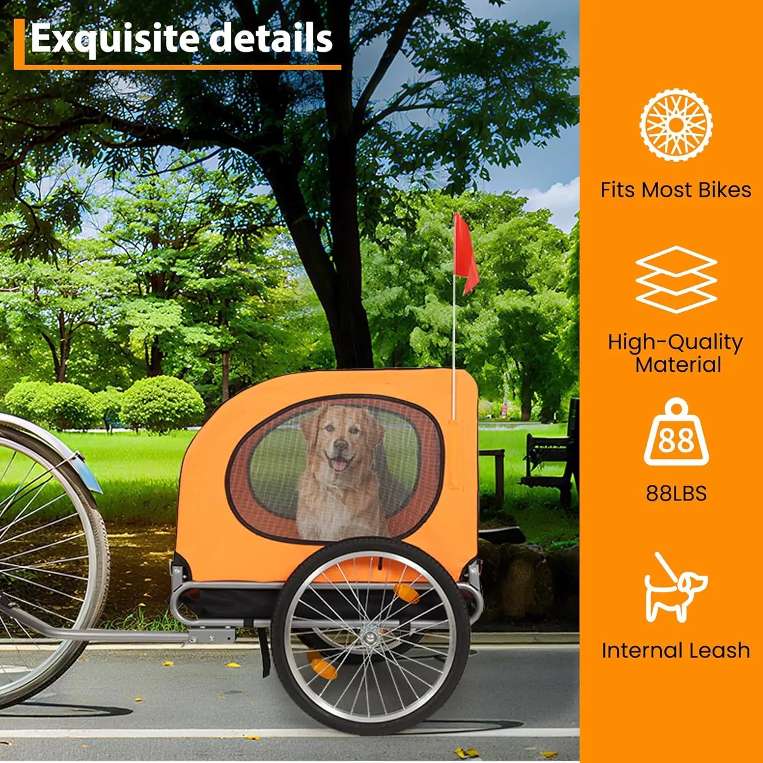 Large Dog Bike Trailer 88Lbs