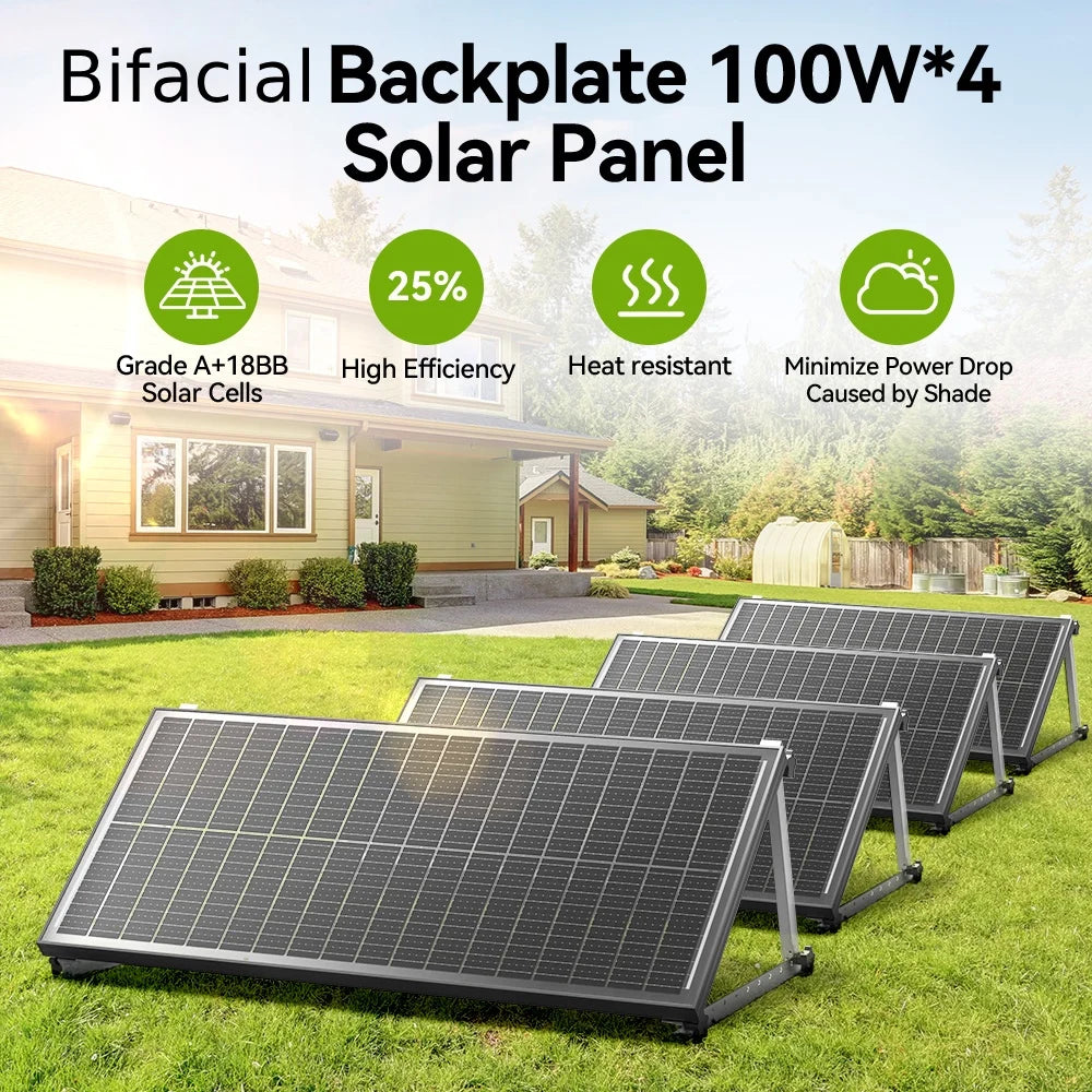 12V 400W/200W/100W Bifacial Solar Panel  Rooftop Camping