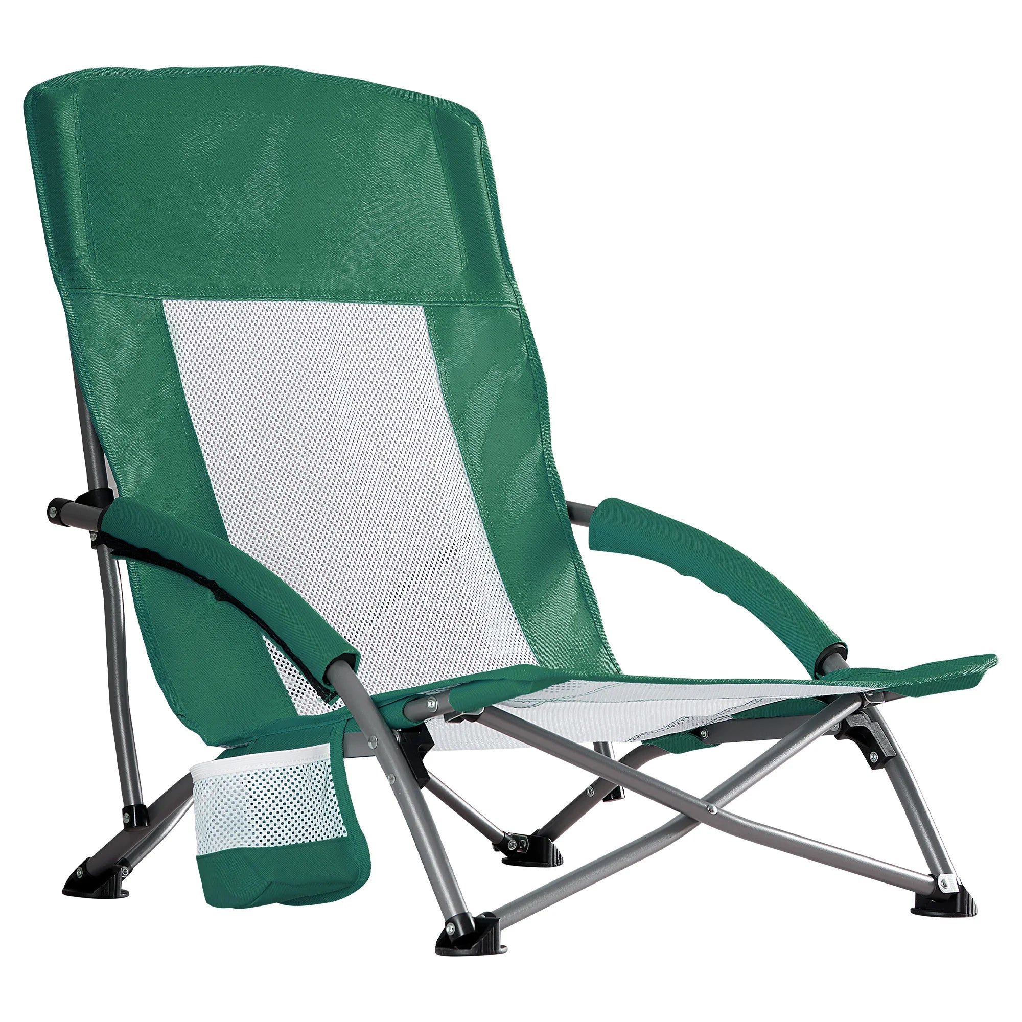 Beach Chair Collapsible Padded with Cup Holder