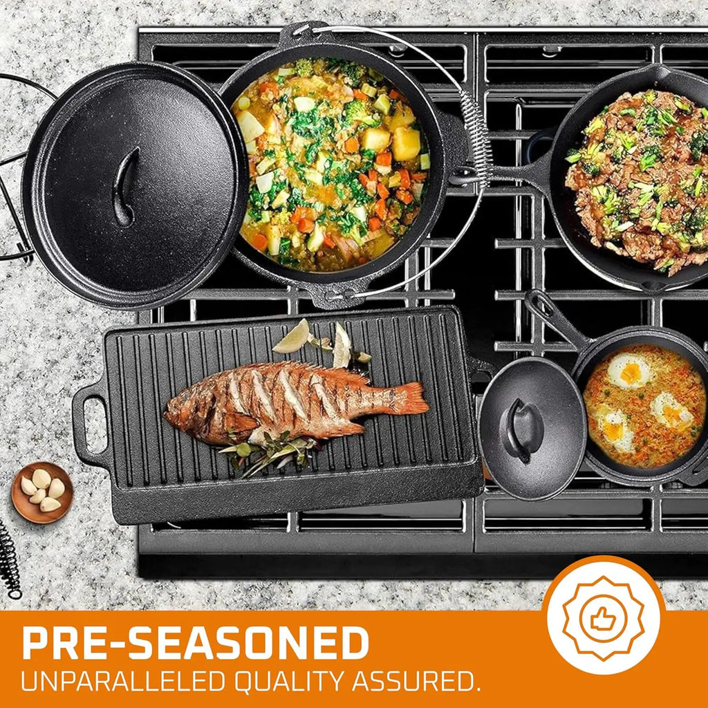 7. Pre Seasoned Cast Iron Pots And Pans