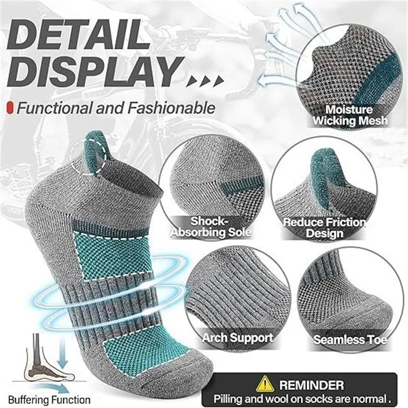 6 Pairs Merino Wool Ankle Running Hiking Socks