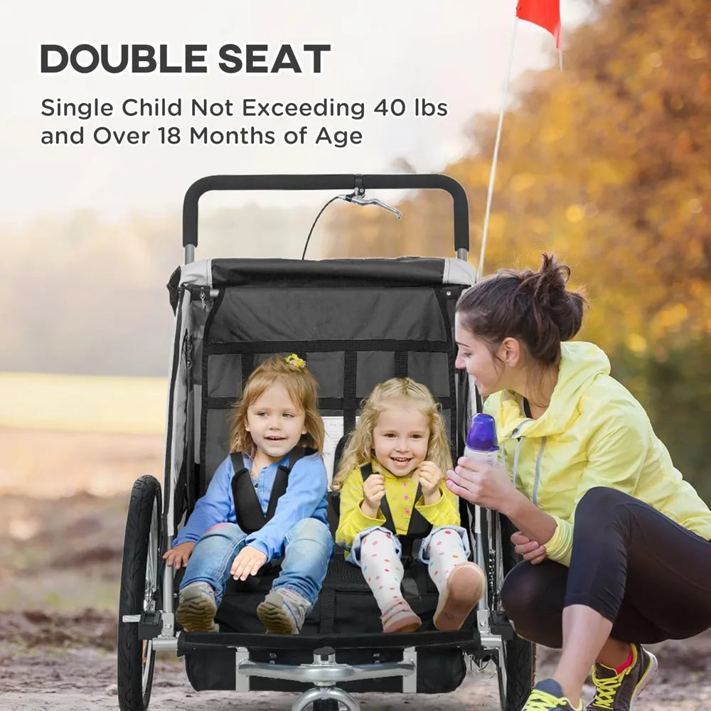 Swivel Bike Trailer for Kids Double Child