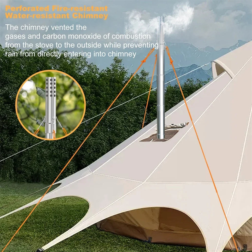 Portable Wood Stove Chimney Pipes Outdoor Heating Cooking