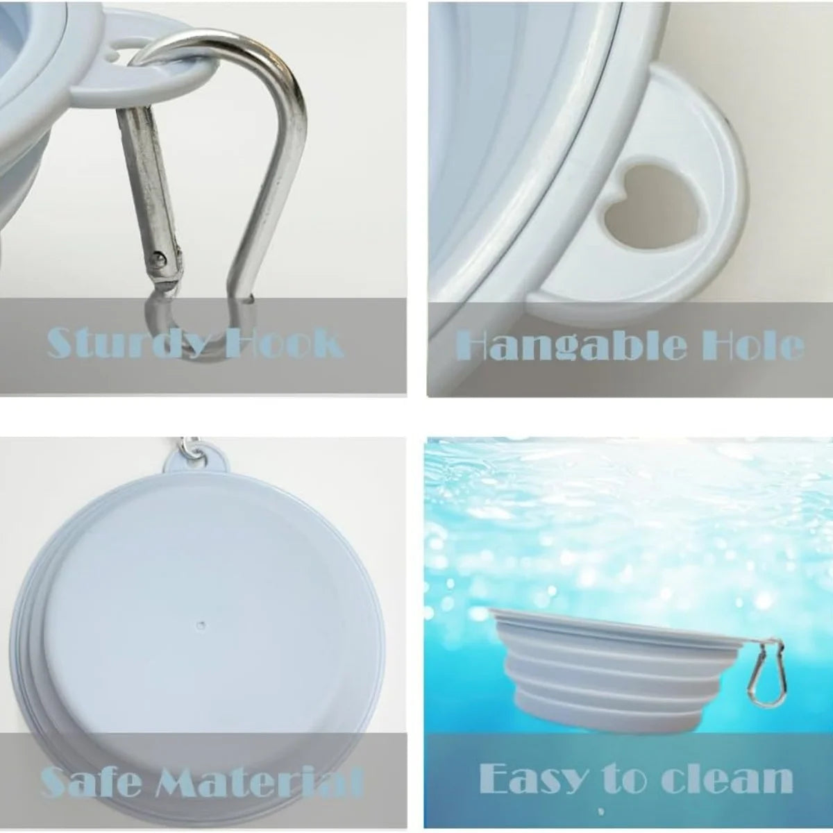 2pcs Collapsible Pet Silicone Dog Food Water Bowl Outdoor