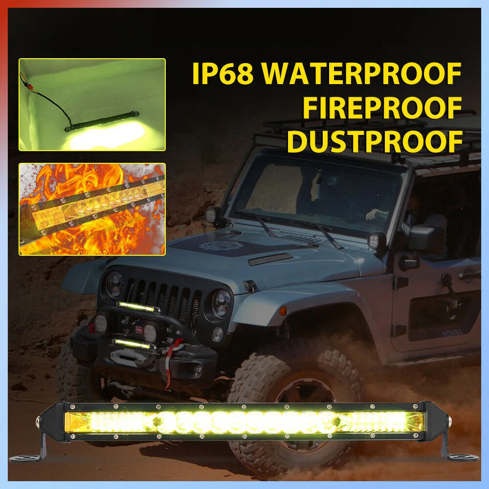 2PCS LED Yellow Light Bar 12 Inch