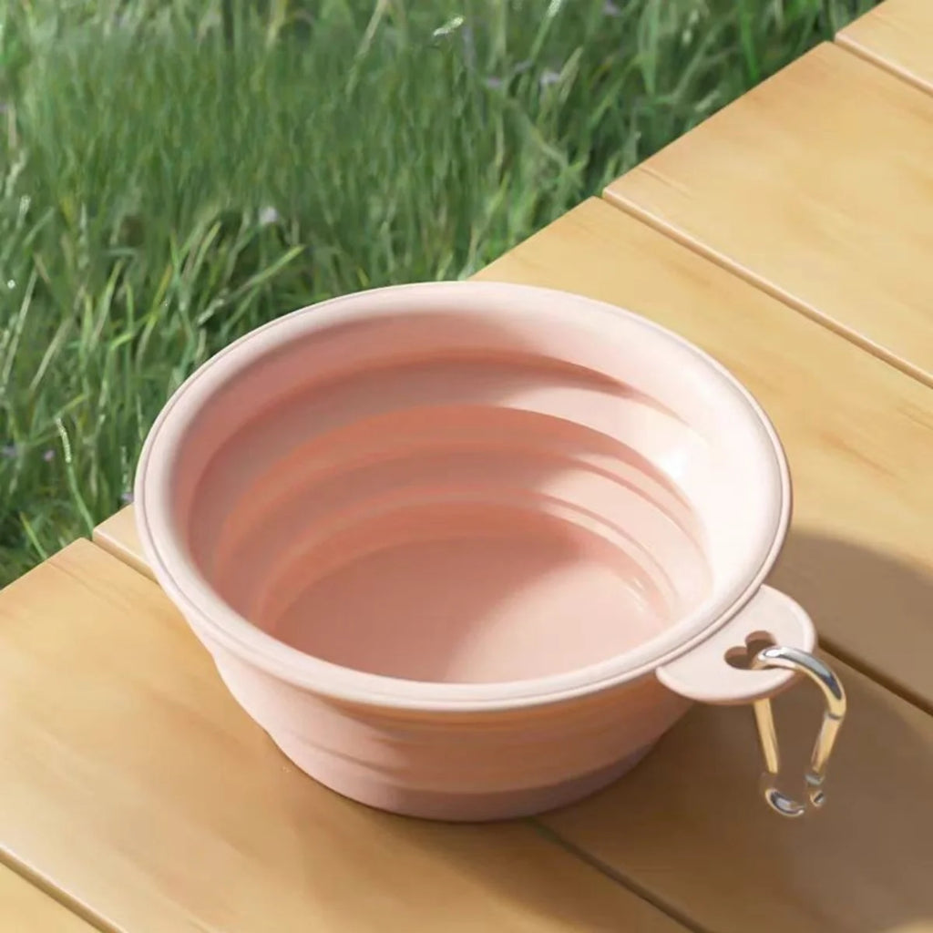 2pcs Collapsible Pet Silicone Dog Food Water Bowl Outdoor