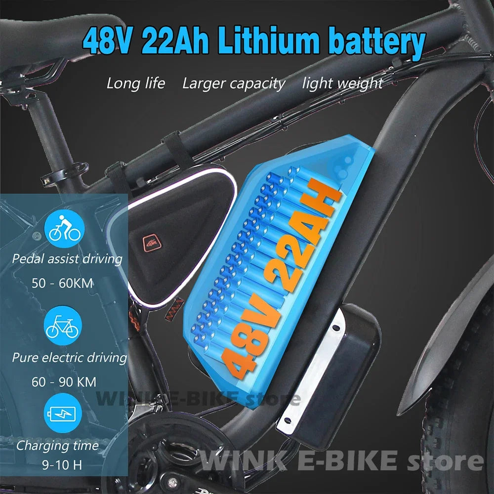Electric Bicycle new B1 2000W Dual Motor 48v 22.4ah battery adult 26 inch tire All terrain Hydraulic brake multi-function E-bike