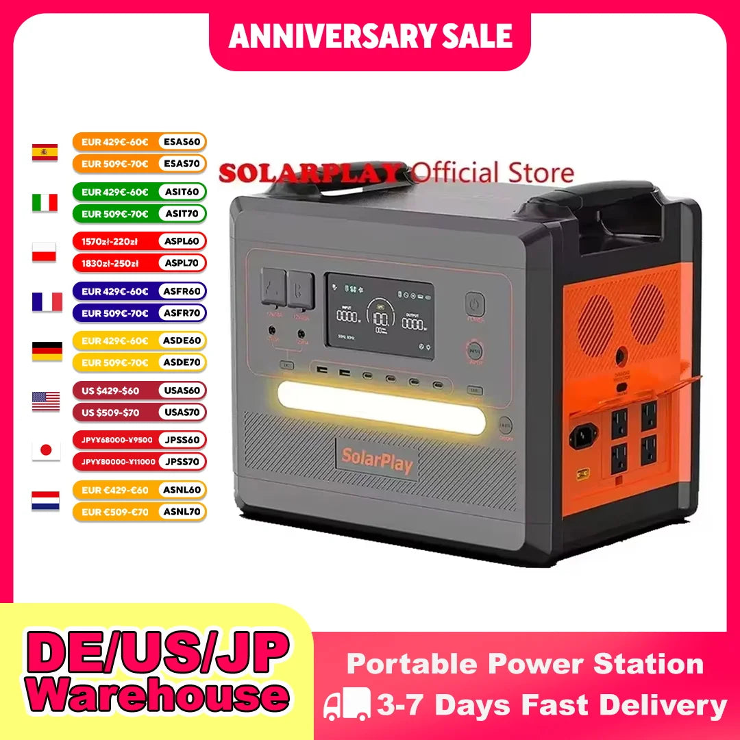 Portable Power Station 2500W/2300Wh Solar Generator