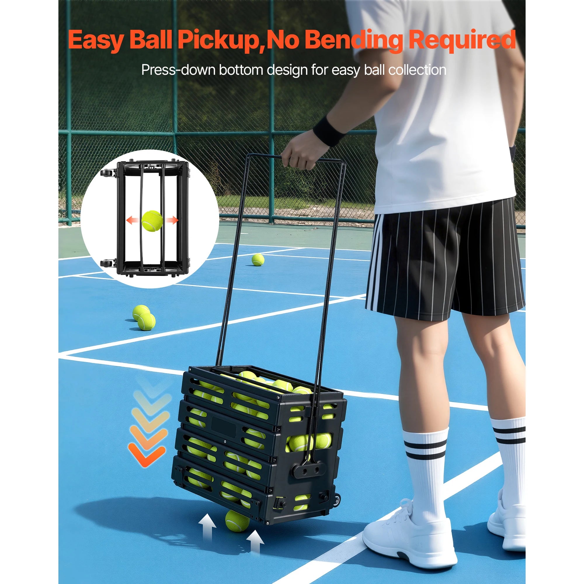 Tennis Ball Hopper Portable Pickleball Collection Caddy