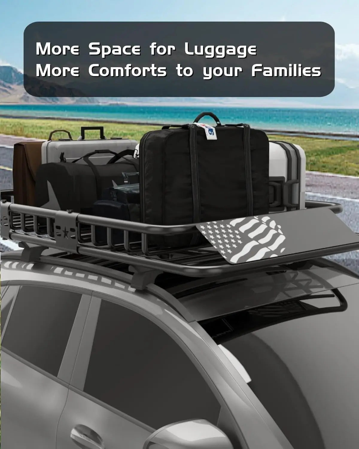 64 X 39 Inch Universal Roof Rack Basket, 200 Lbs