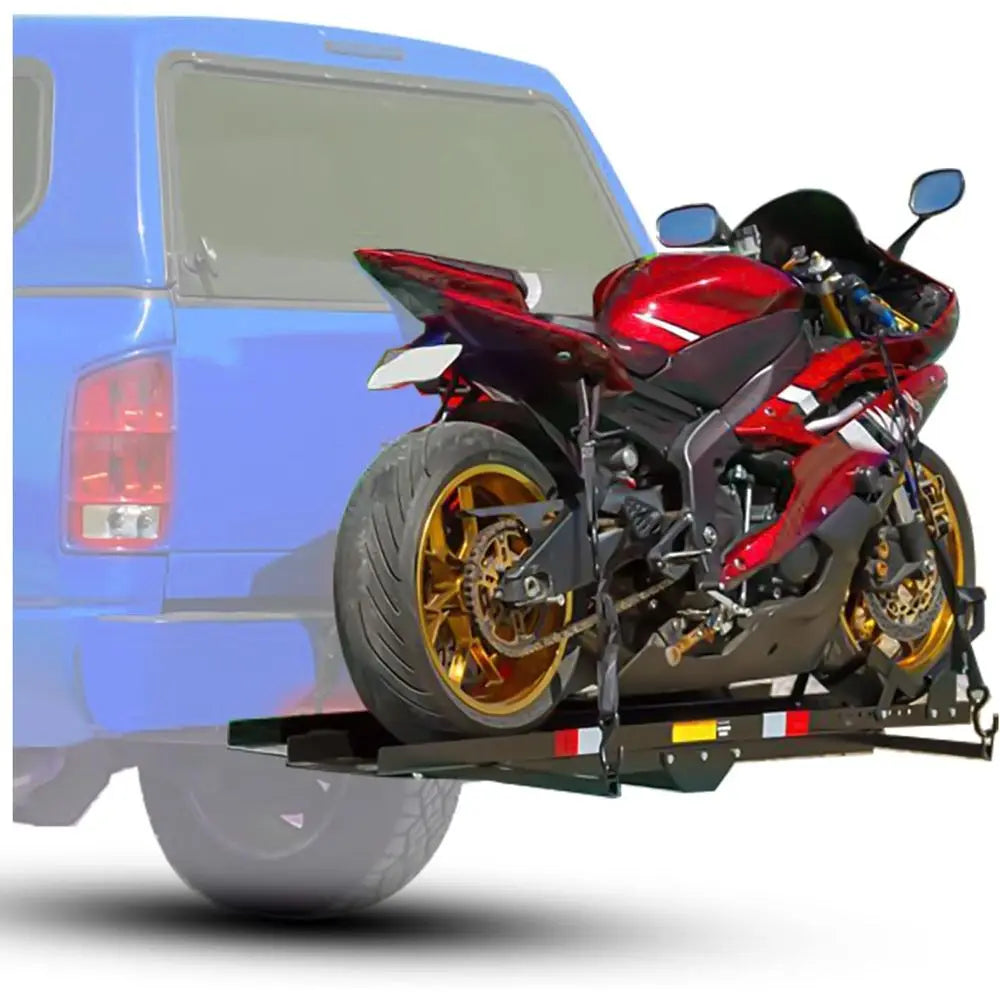 Motorcycle Carrier with Loading Ramp Heavy Duty Steel Hauler Rack Dirt Bike Rack Hitch Mount