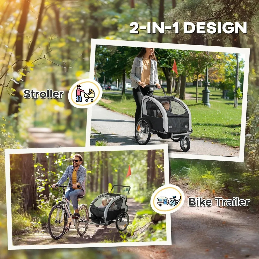 Swivel Bike Trailer for Kids Double Child