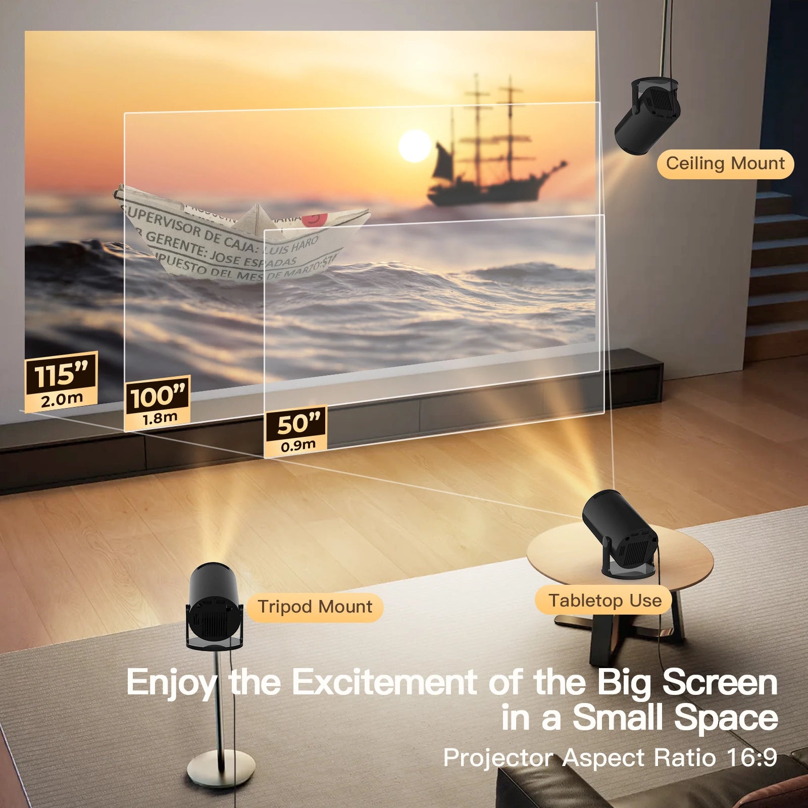 Mini Projector X1BR with WiFi6 & BT5.4,