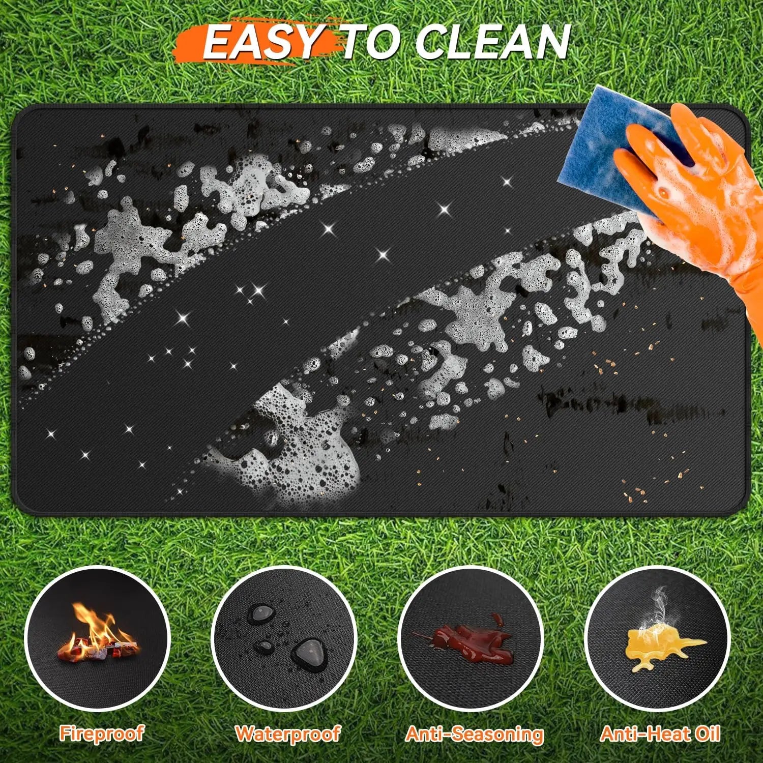 100x39" Extra-Large Under Grill Mat, Double-Sided Fireproof, Oil-Proof & Waterproof for BBQ Fire Pit