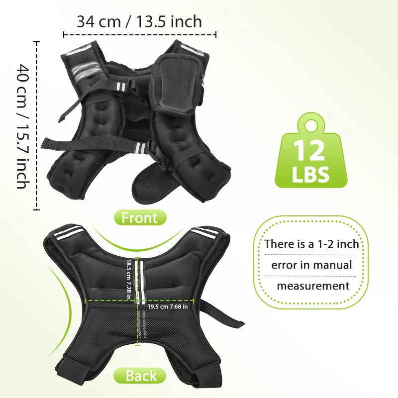 12lb Weight Vest Reflective Stripe for Workout