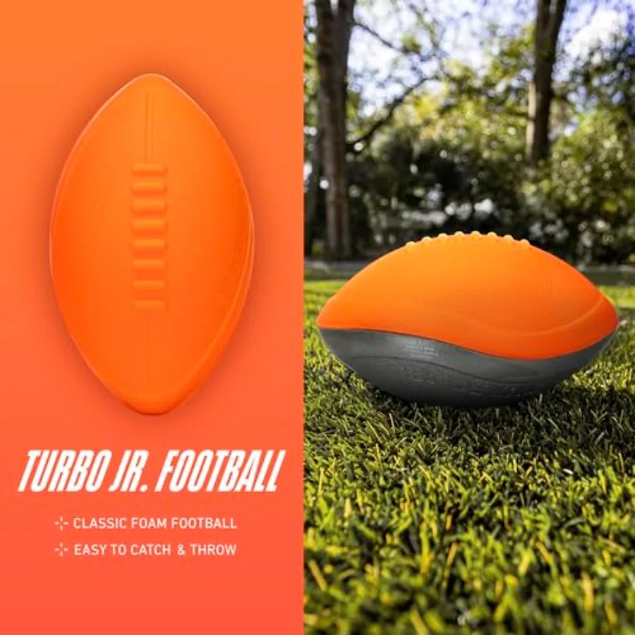NERF Turbo Jr. Foam Football - Classic Foam Football for - Indoor + Outdoor Soft Foam Ball - Mini Soft Foam Ball - NERF Toy Foo